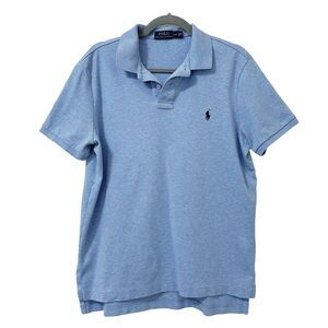 POLO Ralph Lauren Men's Pima Cotton S/S Shirt Heather Blue Navy Logo Size Large